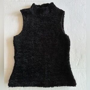Xhilaration Black Sleeveless fuzzy Top